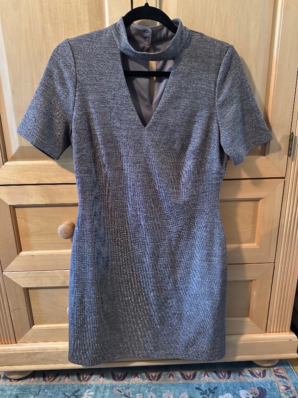 NWT White House Black Market Metallic Short Sleeve Dress 10P